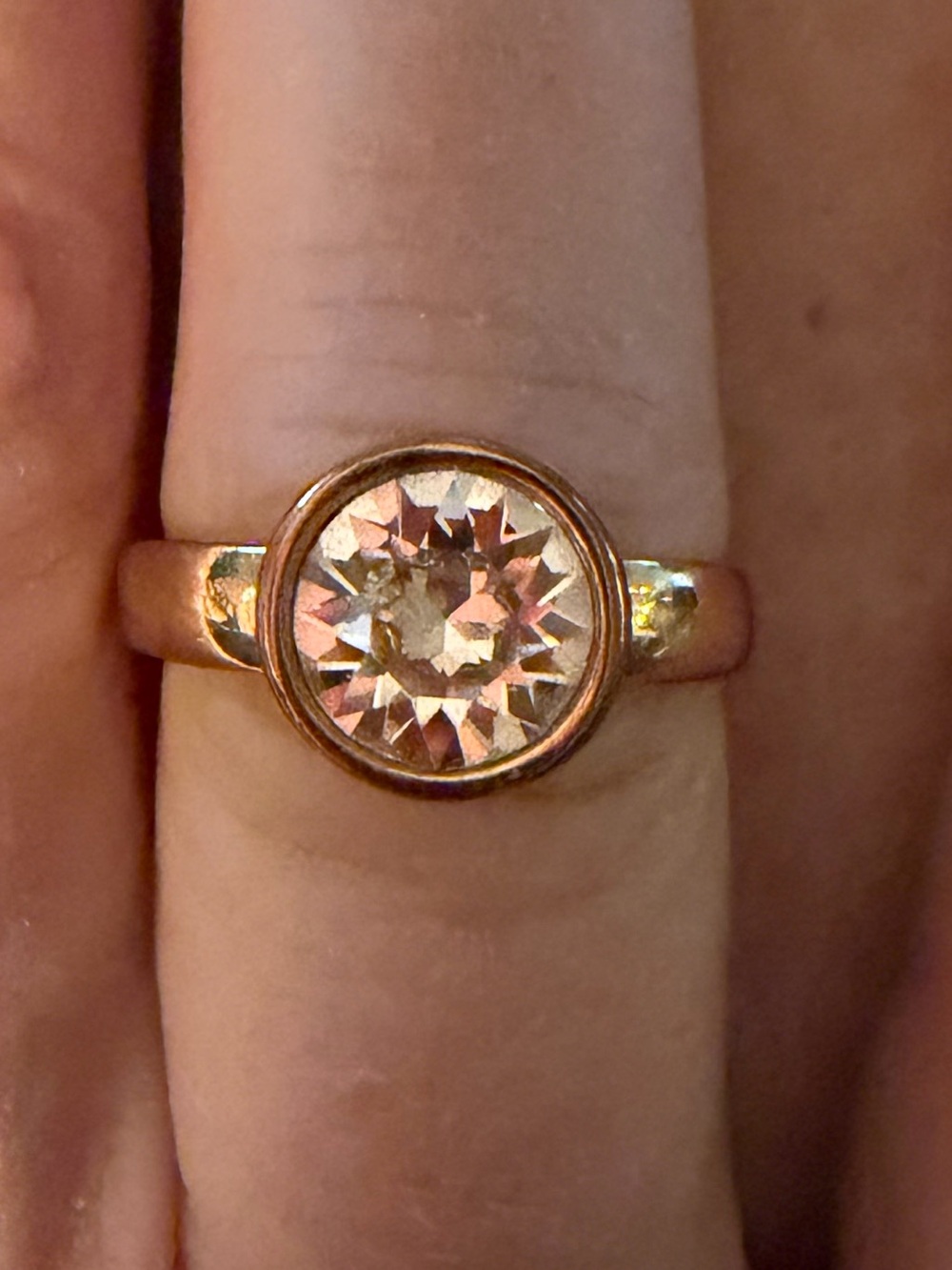 Touchstone Crystal Rose Gold Bezel Crystal Ring